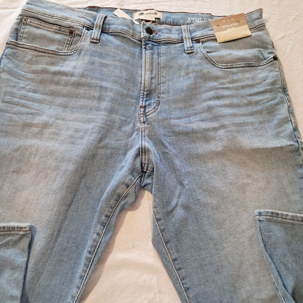 Madewell Jeans Mens 40x32 Athletic Slim Everyday Flex Light Wash Denim - Picture 2 of 16